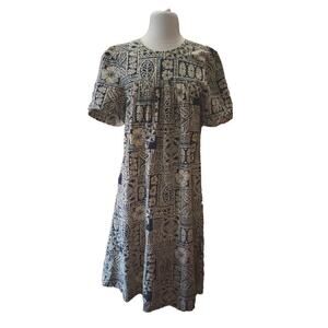 Royal Creations Hawaiian Muumuu Dress Sz M Geometric‎ Tiki Midi Made in USA